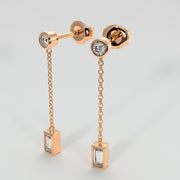 Baguette Drop Earrings In Rose Gold Designed by FANCI Bespoke Fine Jewellery