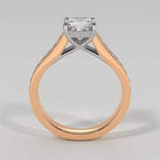 Cushion Cut Diamond Engagement Ring Set In Rose Gold With Princess Cut Diamond Shoulders In A Channel Setting Designed And Manufactured By FANCI Bespoke Fine Jewellery