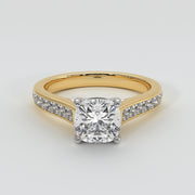 Cushion Cut Diamond Engagement Ring With Shoulder Diamonds - from £1795