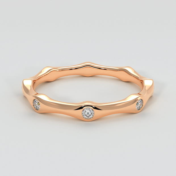 Diamond Bamboo Ring In Rose Gold Designed And Manufactured By FANCI Bespoke Fine Jewellery