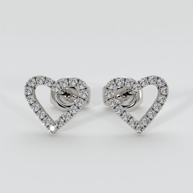 Diamond Heart Stud Earrings In White Gold Designed by FANCI Bespoke Fine Jewellery