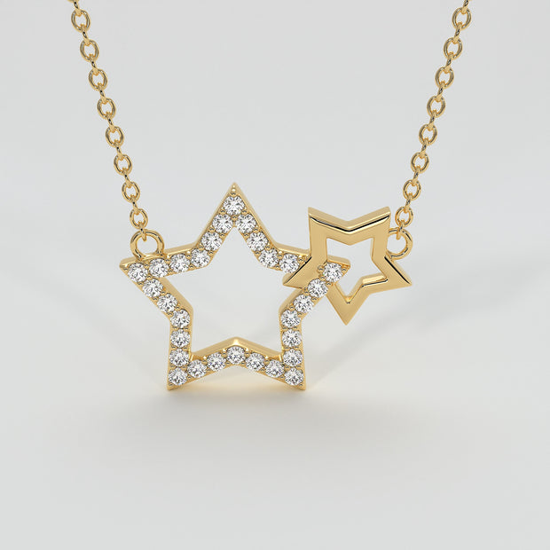Diamond Interlocking Stars Necklace In Yellow Gold Designed by FANCI Bespoke Fine Jewellery