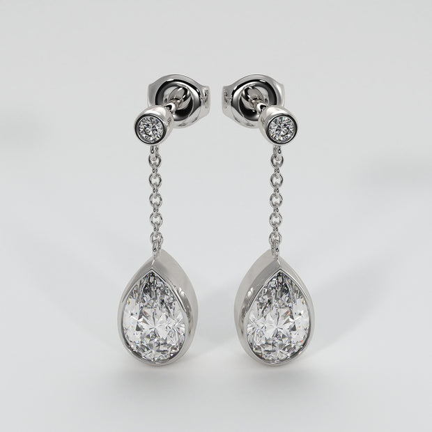 Diamond Pears Drop Earrings In White Gold Designed by FANCI Bespoke Fine Jewellery