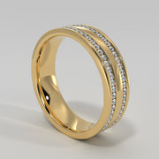 Double Row Channel Set Diamond Ring In Yellow Gold Designed by FANCI Bespoke Fine Jewellery