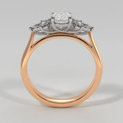 Floral Design Engagement Ring With Oval Centre Diamond And Marquise Shape Diamond Petals Set On A Rose Gold Band Designed And Manufactured By FANCI Bespoke Fine Jewellery