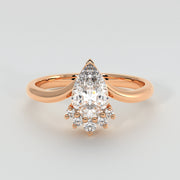 Pear Shape Diamond Engagement Ring With Diamond Crown - from £1795