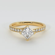 Princess Cut Diamond Engagement Ring With Diamond Shoulders In Yellow Gold Designed by FANCI Bespoke Fine Jewellery