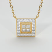Square Diamond Channel Set Necklace In Yellow Gold Designed by FANCI Bespoke Fine Jewellery