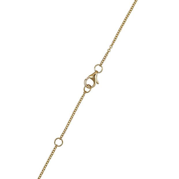 Gold chain necklace with clasp on a white background