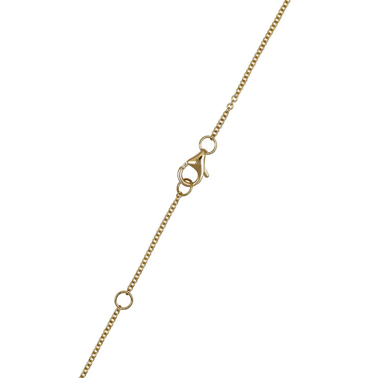 Gold chain necklace with clasp on a white background