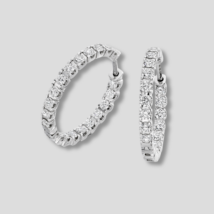Claw Set Diamond Hoop Earrings In White Gold Totalling 1.0ct By FANCI Fine Jewellery, Southampton, UK.