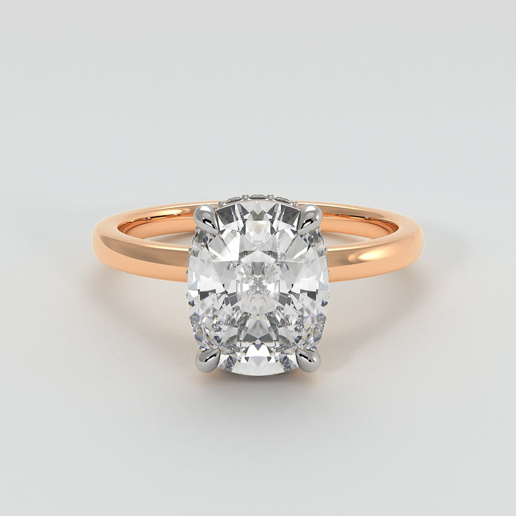 Hidden Halo Oval Diamond Engagement Ring In Rose Gold. Designed And Manufactured By FANCI Fine Jewellery, Southampton, UK.