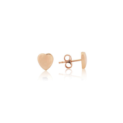 9ct Rose Gold Heart Stud Earrings By FANCI Fine Jewellery, Southampton, UK.