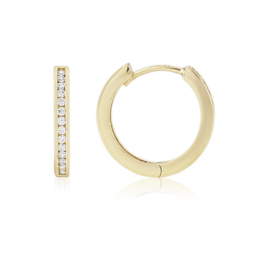 9ct Yellow, White or Rose Gold Cubic Zirconia Hoop Earrings