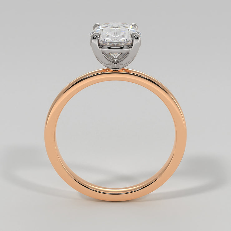 Oval Diamond Engagement Ring Set On Rose Gold Band. Designed And Manufactured By FANCI Fine Jewellery, Southampton, UK.