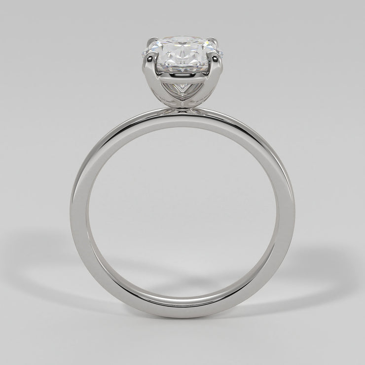 Oval Diamond Engagement Ring Set On White Gold Band. Designed And Manufactured By FANCI Fine Jewellery, Southampton, UK.