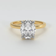 Oval Diamond Engagement Ring Set On Yellow Gold Band. Designed And Manufactured By FANCI Fine Jewellery, Southampton, UK.