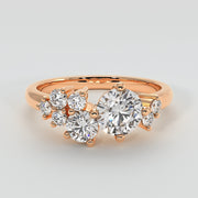 Scattered Diamonds Engagement Ring In Rose Gold Designed And Manufactured By FANCI Fine Jewellery, Southampton, UK.