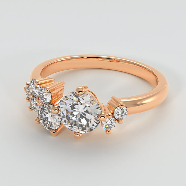 Scattered Diamonds Engagement Ring In Rose Gold Designed And Manufactured By FANCI Fine Jewellery, Southampton, UK.