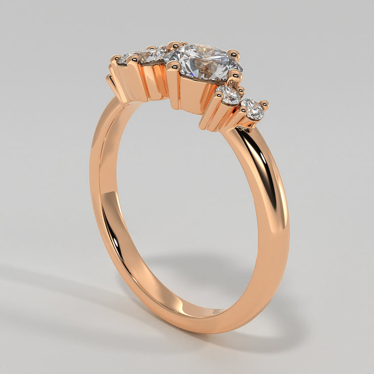 Scattered Diamonds Engagement Ring In Rose Gold Designed And Manufactured By FANCI Fine Jewellery, Southampton, UK.