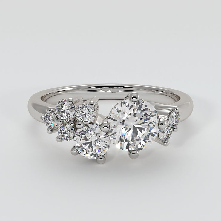 Scattered Diamonds Engagement Ring In White Gold Designed And Manufactured By FANCI Fine Jewellery, Southampton, UK.