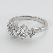 Scattered Diamonds Engagement Ring In White Gold Designed And Manufactured By FANCI Fine Jewellery, Southampton, UK.