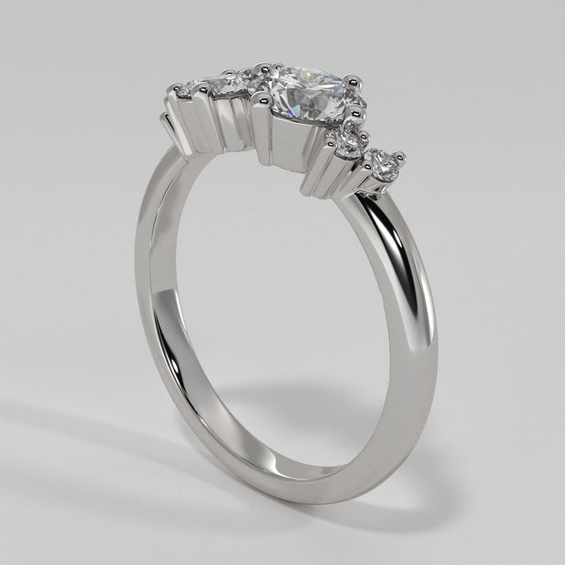 Scattered Diamonds Engagement Ring In White Gold Designed And Manufactured By FANCI Fine Jewellery, Southampton, UK.
