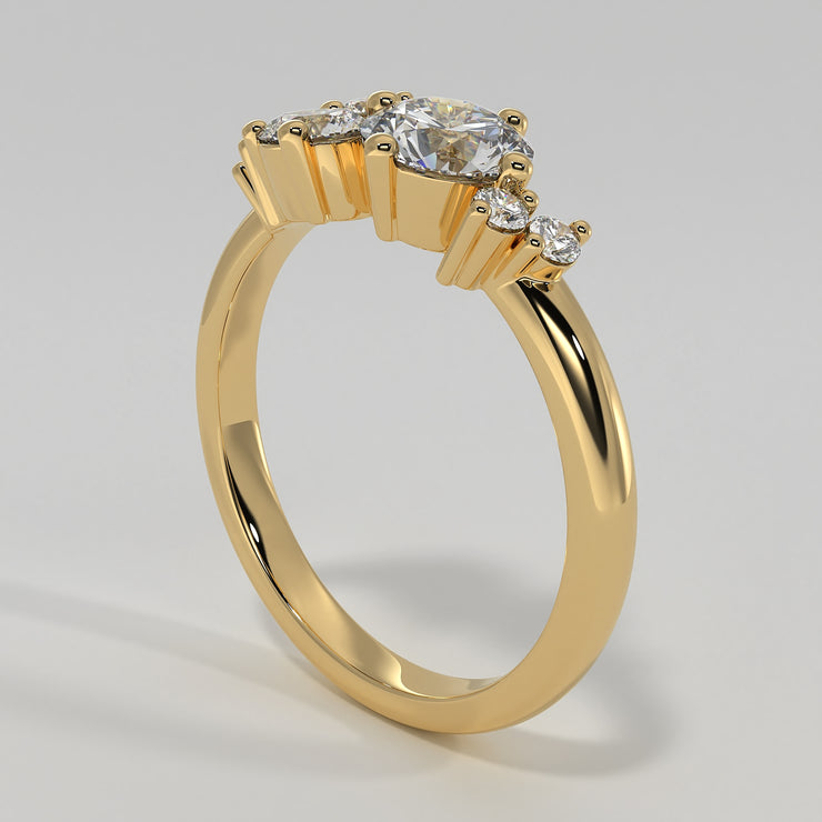 Scattered Diamonds Engagement Ring In Yellow Gold Designed And Manufactured By FANCI Fine Jewellery, Southampton, UK.