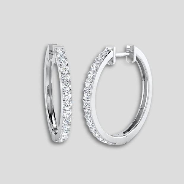 9ct White Gold Diamond Hoop Earrings