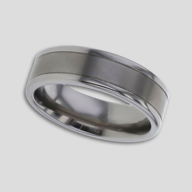 mens titanium brushed and polished finish 7mm wedding ring