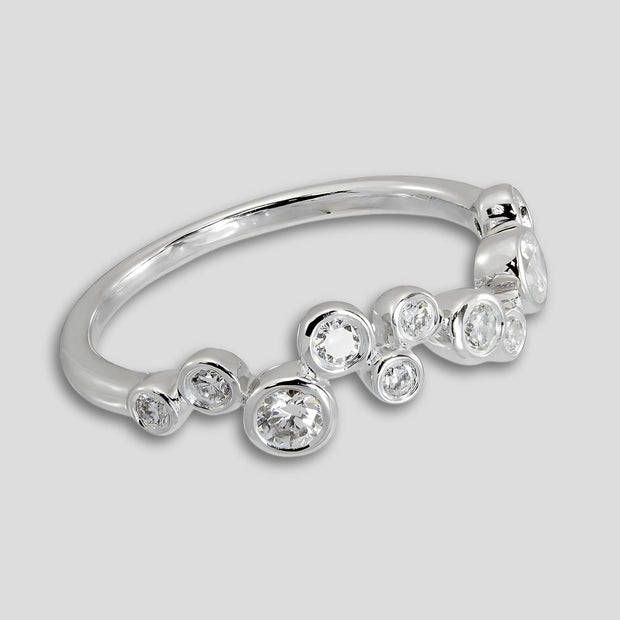 18ct white gold diamond bubble ring with 0.47 carats of diamonds, elegant and modern design – available at FANCI Southampton.