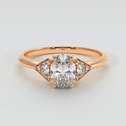 Oval Solitaire With Triangle Shoulders Engagement Ring - from £1795