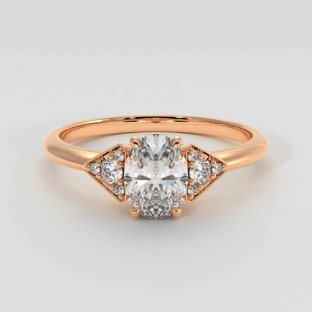 Oval Solitaire With Triangle Shoulders Engagement Ring - from £1795