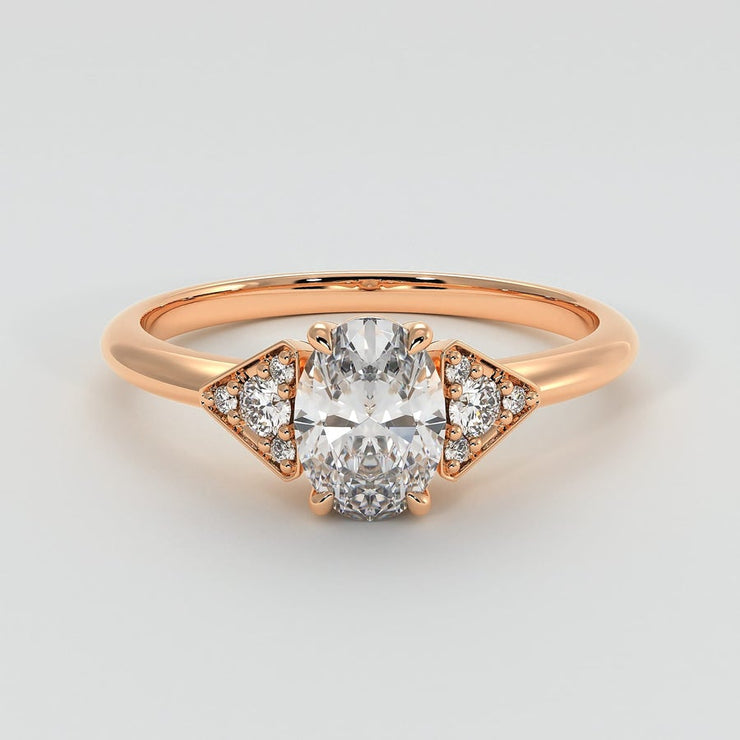 Oval Solitaire With Triangle Shoulders Engagement Ring - from £1795