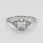 Oval Solitaire With Triangle Shoulders Engagement Ring - from £1795