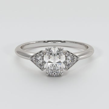 Oval Solitaire With Triangle Shoulders Engagement Ring - from £1795