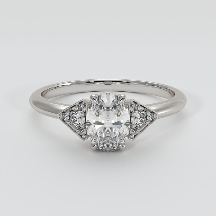 Oval Solitaire With Triangle Shoulders Engagement Ring - from £1795