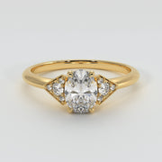 Oval Solitaire With Triangle Shoulders Engagement Ring - from £1795