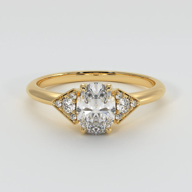 Oval Solitaire With Triangle Shoulders Engagement Ring - from £1795