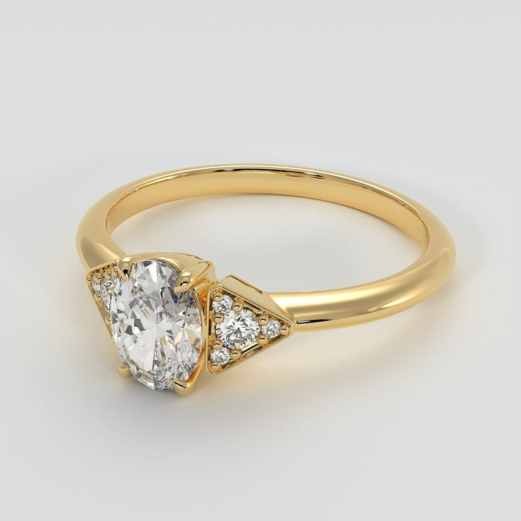 Oval Solitaire With Triangle Shoulders Engagement Ring - from £1795