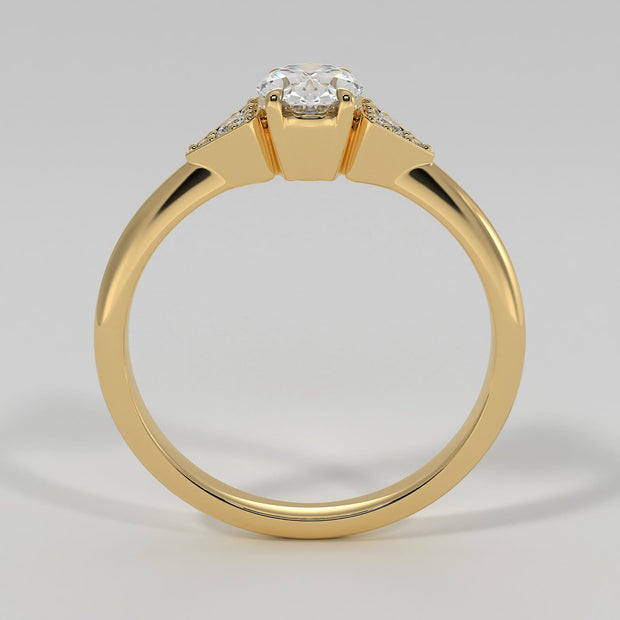 Oval Solitaire With Triangle Shoulders Engagement Ring - from £1795