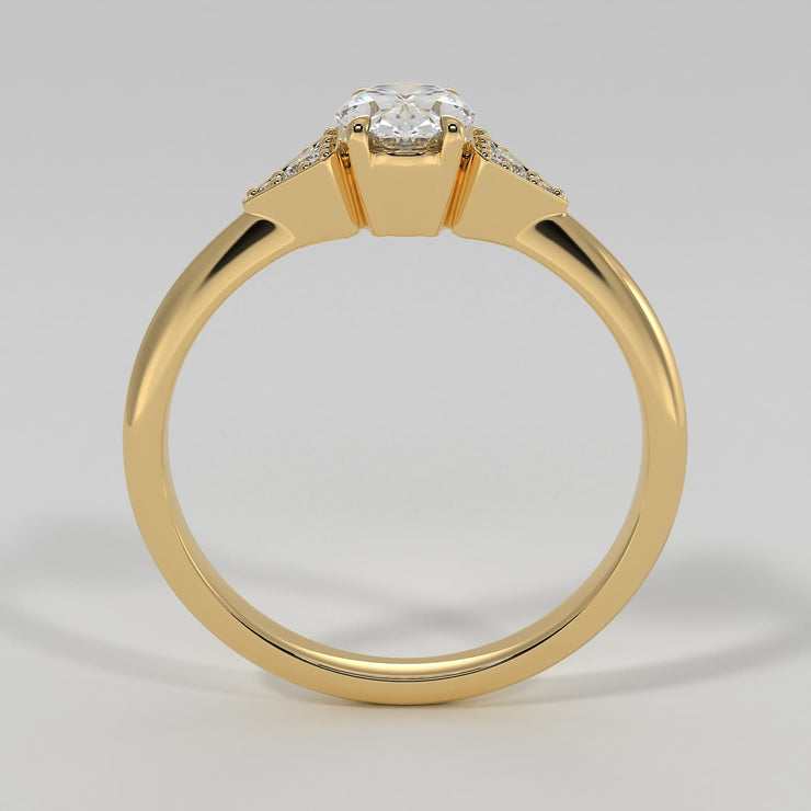 Oval Solitaire With Triangle Shoulders Engagement Ring - from £1795