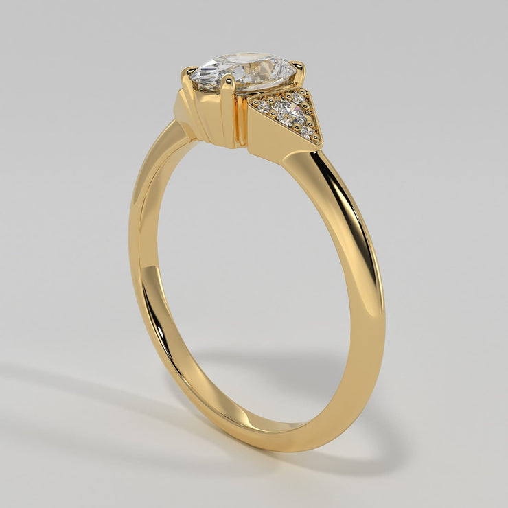 Oval Solitaire With Triangle Shoulders Engagement Ring - from £1795