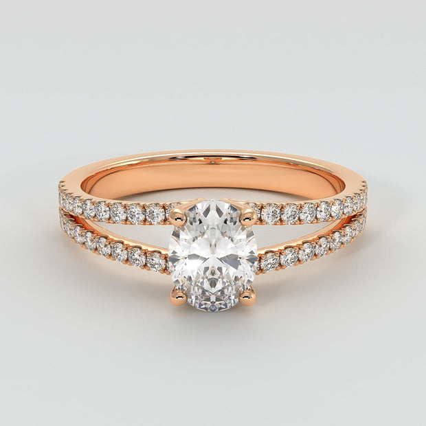 Oval Solitaire With Split Shoulders Engagement Ring - from £1995