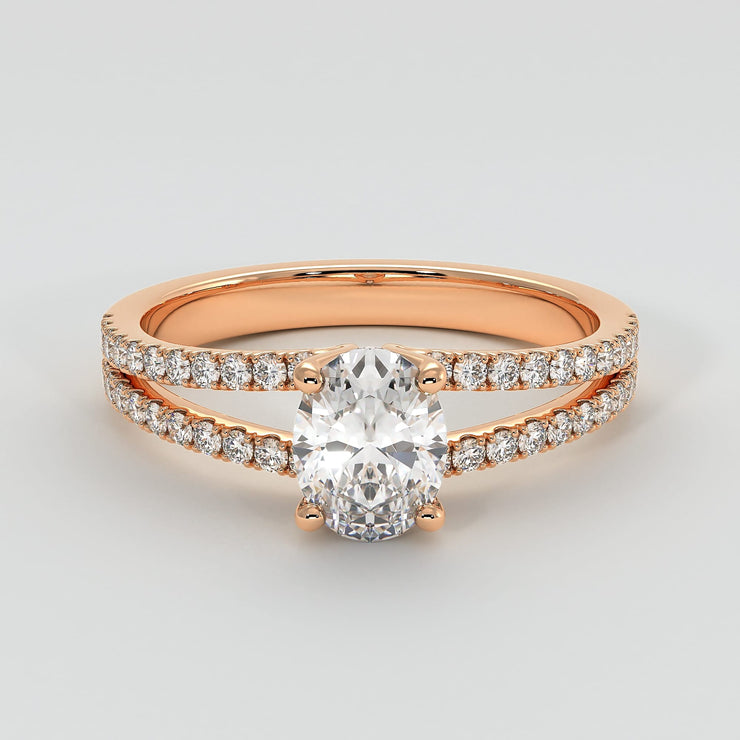 Oval Solitaire With Split Shoulders Engagement Ring
