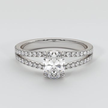 Oval Solitaire With Split Shoulders Engagement Ring - from £1995