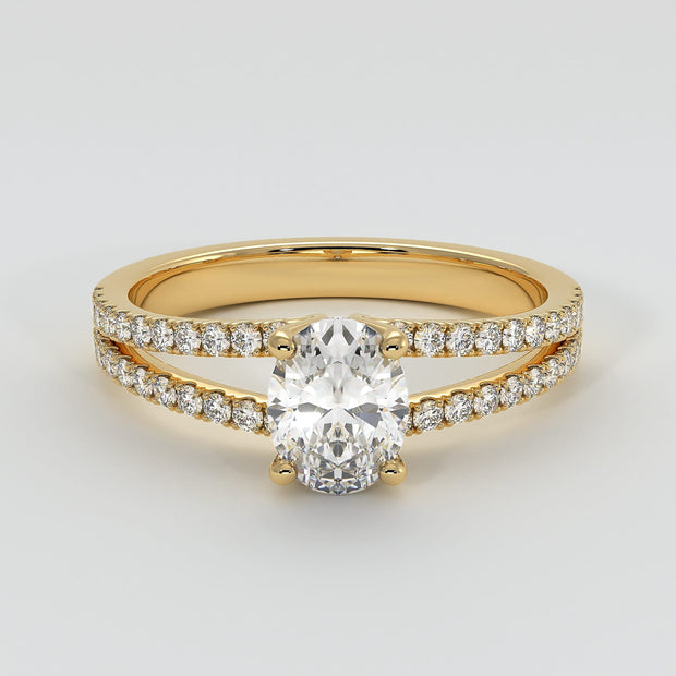 Oval Solitaire With Split Shoulders Engagement Ring - from £1995