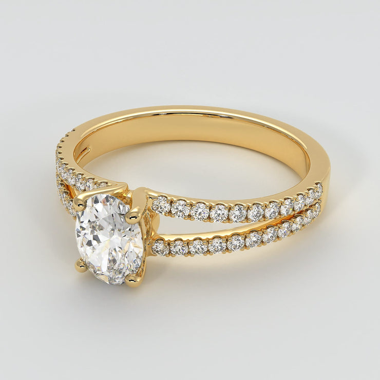 Oval Solitaire With Split Shoulders Engagement Ring - from £1995