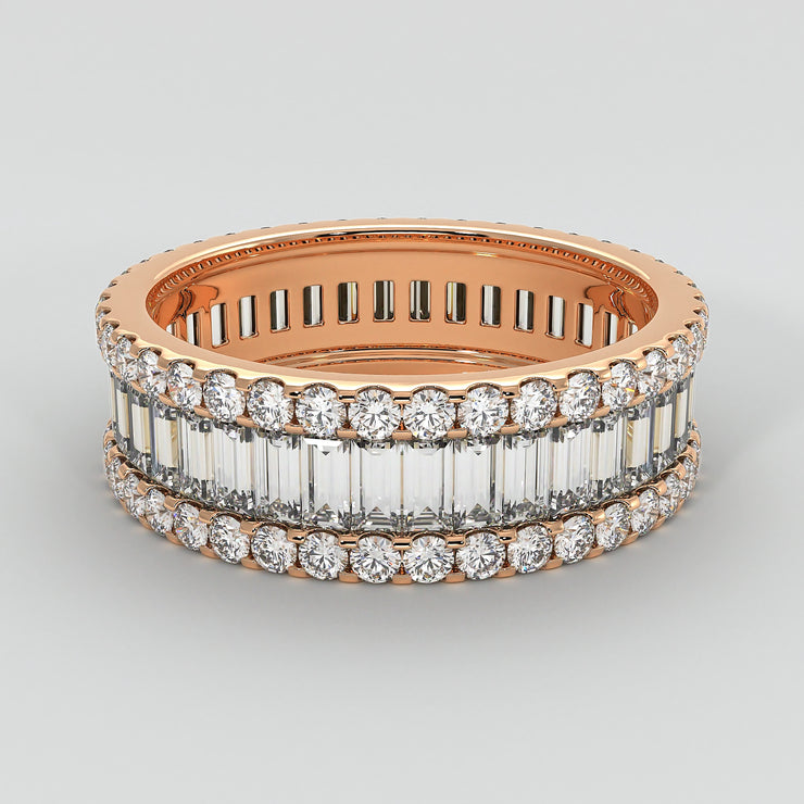 Baguette and Round Diamonds Eternity Ring