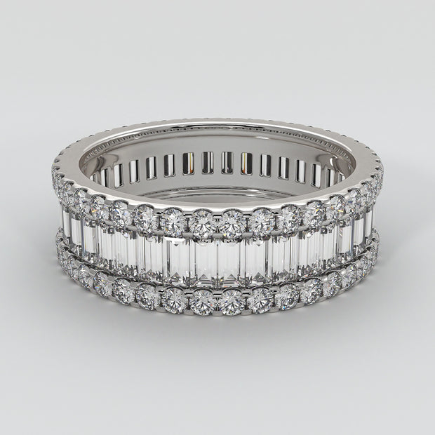 Baguette and Round Diamonds Eternity Ring